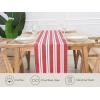 PurpleEssences Double Stripe Ribbed Woven Table Runner Dining Room Boho Farmhouse Decor – Fall Thanksgiving – 14 x 72 Inch – Biscuit and H.White(Red and White)