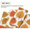 PurpleEssences Fall Harvest Decor Thanksgiving Napkins, 18×18 Fall Cloth Napkins Set of 6, 100% Cotton Autumn Fall Leaves Dinner Napkins for Farmhouse Kitchen, Maple Leaves(Amber)