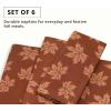 PurpleEssences Fall Harvest Decor Thanksgiving Napkins, 18×18 Fall Cloth Napkins Set of 6, 100% Cotton Autumn Fall Leaves Dinner Napkins for Farmhouse Kitchen, Maple Leaves(Damask Maple Leaves)