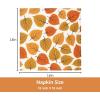 PurpleEssences Fall Harvest Decor Thanksgiving Napkins, 18×18 Fall Cloth Napkins Set of 6, 100% Cotton Autumn Fall Leaves Dinner Napkins for Farmhouse Kitchen, Maple Leaves(Amber)