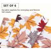 PurpleEssences Fall Harvest Decor Thanksgiving Napkins, 18×18 Fall Cloth Napkins Set of 6, 100% Cotton Autumn Fall Leaves Dinner Napkins for Farmhouse Kitchen, Maple Leaves(Maple Leaves)