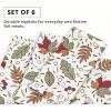 PurpleEssences Fall Harvest Thanksgiving Napkins 18×18 Inch – 100% Cotton Autumn Leaves Print – Reusable, Washable Dinner Napkins for Home, Kitchen & Parties – Fall Maze(Sienna Sage)