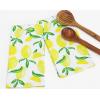 PurpleEssences Flour Sack Kitchen Towels – Set of 2 Summer Dish Towels with Hanging Loop 16×26 Inch Absorbent Reusable Cotton Cloths for Cleaning, Cute Design Housewarming Gift – French Flower Garden(Vibrant Lemon)