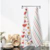 PurpleEssences Flour Sack Kitchen Towels – Set of 2 Summer Dish Towels with Hanging Loop 16×26 Inch Absorbent Reusable Cotton Cloths for Cleaning, Cute Design Housewarming Gift – French Flower Garden(Life is Sweet)