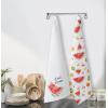 PurpleEssences Flour Sack Kitchen Towels – Set of 2 Summer Dish Towels with Hanging Loop 16×26 Inch Absorbent Reusable Cotton Cloths for Cleaning, Cute Design Housewarming Gift – French Flower Garden(Sweet Summer)