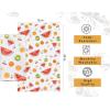 PurpleEssences Flour Sack Kitchen Towels – Set of 2 Summer Dish Towels with Hanging Loop 16×26 Inch Absorbent Reusable Cotton Cloths for Cleaning, Cute Design Housewarming Gift – French Flower Garden(Melon Hue)