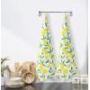 PurpleEssences Flour Sack Kitchen Towels – Set of 2 Summer Dish Towels with Hanging Loop 16×26 Inch Absorbent Reusable Cotton Cloths for Cleaning, Cute Design Housewarming Gift – French Flower Garden(Vibrant Lemon)