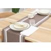 PurpleEssences French Striped Table Runner 72 inches Long Stripe Runner 14 x 72 Inch 100% Cotton – Durable Washable Fabric for Fall Thanksgiving – H.White and Nut Brown(French Stripe – H.White/Nut Brown)