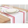 PurpleEssences French Striped Table Runner 72 inches Long Stripe Runner 14 x 72 Inch 100% Cotton – Durable Washable Fabric for Fall Thanksgiving – H.White and Nut Brown(French Stripe – Red/White)