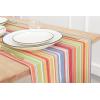 PurpleEssences French Striped Table Runner 72 inches Long Stripe Runner 14 x 72 Inch 100% Cotton – Durable Washable Fabric for Fall Thanksgiving – H.White and Nut Brown(Stripe – Multi Colour)