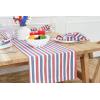 PurpleEssences French Striped Table Runner 72 inches Long Stripe Runner 14 x 72 Inch 100% Cotton – Durable Washable Fabric for Fall Thanksgiving – H.White and Nut Brown(Stripe – 4th of July Red/Blue/White)