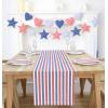 PurpleEssences French Striped Table Runner 72 inches Long Stripe Runner 14 x 72 Inch 100% Cotton – Durable Washable Fabric for Fall Thanksgiving – H.White and Nut Brown(Stripe – 4th of July Red/Blue/White)