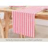 PurpleEssences French Striped Table Runner 72 inches Long Stripe Runner 14 x 72 Inch 100% Cotton – Durable Washable Fabric for Fall Thanksgiving – H.White and Nut Brown(Homestead Stripe – Red with White Stripes)