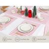 PurpleEssences French Striped Table Runner 72 inches Long Stripe Runner 14 x 72 Inch 100% Cotton – Durable Washable Fabric for Fall Thanksgiving – H.White and Nut Brown(Homestead Stripe – White with Red Stripes)