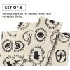 PurpleEssences Halloween Cloth Napkins, Set of 6 100% Cotton Napkins, 18×18 Inch Soft Durable Fabric Napkins, White Cloth Napkins for Halloween Luncheon Dinner, Bat(Halloween Frame)