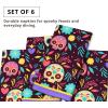PurpleEssences Halloween Cloth Napkins, Set of 6 100% Cotton Napkins, 18×18 Inch Soft Durable Fabric Napkins, White Cloth Napkins for Halloween Luncheon Dinner, Bat(Day of the Dead)