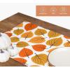 PurpleEssences Maple Leaves Fall Placemats Set of 4, 13×19-In Autumn Fall Table Placemats, Washable Cloth Table Mats, Thanksgiving Placemats for Party Dining Decor, Aurelia(Amber)