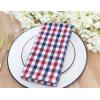 PurpleEssences Mini Gingham Check Dinner Cloth Napkin – Fall Thanksgiving – Mitered Corners – Set of 12-100% Cotton – 18×18 Inch – Reusable Washable – Beige and White(Red Blue White)