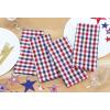 PurpleEssences Mini Gingham Check Dinner Cloth Napkin – Fall Thanksgiving – Mitered Corners – Set of 12-100% Cotton – 18×18 Inch – Reusable Washable – Beige and White(Red Blue White)