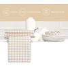 PurpleEssences Mini Gingham Check Dinner Cloth Napkin – Fall Thanksgiving – Mitered Corners – Set of 12-100% Cotton – 18×18 Inch – Reusable Washable – Beige and White(Beige White)