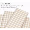 PurpleEssences Mini Gingham Check Dinner Cloth Napkin – Fall Thanksgiving – Mitered Corners – Set of 12-100% Cotton – 18×18 Inch – Reusable Washable – Beige and White(Beige White)