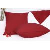 PurpleEssences Pack of 2 Cotton Pillow Covers Decorative Throw Pillowcase Soft Solid Cushion Case for Sofa Car Bedroom – Fall Thanksgiving – 20×20 Inch – Red(Red)