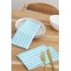 PurpleEssences Plain Striped Cloth Napkins – Set of 12-100% Cotton – 18 x 18 Inch – Fall Thanksgiving – Perfect Everyday Use Dinner Napkin – Aqua Blue White(Aqua Blue White)
