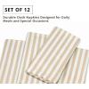 PurpleEssences Plain Striped Cloth Napkins – Set of 12-100% Cotton – 18 x 18 Inch – Fall Thanksgiving – Perfect Everyday Use Dinner Napkin – Aqua Blue White(Beige White)
