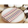 PurpleEssences Plain Striped Cloth Napkins – Set of 12-100% Cotton – 18 x 18 Inch – Fall Thanksgiving – Perfect Everyday Use Dinner Napkin – Aqua Blue White(Fall)
