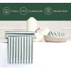 PurpleEssences Plain Striped Cloth Napkins – Set of 12-100% Cotton – 18 x 18 Inch – Fall Thanksgiving – Perfect Everyday Use Dinner Napkin – Aqua Blue White(Forest Green White)