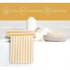PurpleEssences Plain Striped Cloth Napkins – Set of 12-100% Cotton – 18 x 18 Inch – Fall Thanksgiving – Perfect Everyday Use Dinner Napkin – Aqua Blue White(Golden Yellow White)