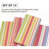 PurpleEssences Plain Striped Cloth Napkins – Set of 12-100% Cotton – 18 x 18 Inch – Fall Thanksgiving – Perfect Everyday Use Dinner Napkin – Aqua Blue White(Multicolor)