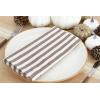PurpleEssences Plain Striped Cloth Napkins – Set of 12-100% Cotton – 18 x 18 Inch – Fall Thanksgiving – Perfect Everyday Use Dinner Napkin – Aqua Blue White(Nut Brown Ivory)