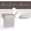 PurpleEssences Plain Striped Cloth Napkins – Set of 12-100% Cotton – 18 x 18 Inch – Fall Thanksgiving – Perfect Everyday Use Dinner Napkin – Aqua Blue White(Nut Brown Ivory)