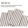 PurpleEssences Plain Striped Cloth Napkins – Set of 12-100% Cotton – 18 x 18 Inch – Fall Thanksgiving – Perfect Everyday Use Dinner Napkin – Aqua Blue White(Nut Brown Ivory)
