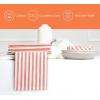 PurpleEssences Plain Striped Cloth Napkins – Set of 12-100% Cotton – 18 x 18 Inch – Fall Thanksgiving – Perfect Everyday Use Dinner Napkin – Aqua Blue White(Orange White)