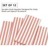 PurpleEssences Plain Striped Cloth Napkins – Set of 12-100% Cotton – 18 x 18 Inch – Fall Thanksgiving – Perfect Everyday Use Dinner Napkin – Aqua Blue White(Orange White)