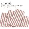 PurpleEssences Plain Striped Cloth Napkins – Set of 12-100% Cotton – 18 x 18 Inch – Fall Thanksgiving – Perfect Everyday Use Dinner Napkin – Aqua Blue White(Royal Rust Ivory)