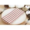 PurpleEssences Plain Striped Cloth Napkins – Set of 12-100% Cotton – 18 x 18 Inch – Fall Thanksgiving – Perfect Everyday Use Dinner Napkin – Aqua Blue White(Royal Rust Ivory)