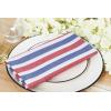 PurpleEssences Plain Striped Cloth Napkins – Set of 12-100% Cotton – 18 x 18 Inch – Fall Thanksgiving – Perfect Everyday Use Dinner Napkin – Aqua Blue White(Red Blue White)
