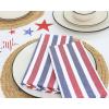PurpleEssences Plain Striped Cloth Napkins – Set of 12-100% Cotton – 18 x 18 Inch – Fall Thanksgiving Halloween – Perfect Everyday Use Dinner Napkin – Black and White(Red Blue White)