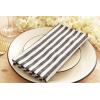 PurpleEssences Plain Striped Cloth Napkins – Set of 12-100% Cotton – 18 x 18 Inch – Fall Thanksgiving Halloween – Perfect Everyday Use Dinner Napkin – Black and White(Black White)