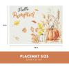 PurpleEssences Pumpkin Table Placemats Set of 4, 13×19 Inch, Cotton, Washable Cloth Table Mats, Ideal for Fall, Thanksgiving Harvest Table Décor with Festive Charm – Pumpkin Plaid Orange(Hello Pumpkin – Orange)