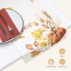 PurpleEssences Pumpkin Table Runner, Cotton 13×72 Inch Autumn Table Runner for Fall Outdoor & Indoor Party, Thanksgiving Table Runners for Kitchen Dining Table – Pumpkin Stack Plaid Blue(Hello Pumpkin Orange)
