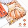 PurpleEssences Pumpkin Table Runner, Cotton 13×72 Inch Autumn Table Runner for Fall Outdoor & Indoor Party, Thanksgiving Table Runners for Kitchen Dining Table – Pumpkin Stack Plaid Blue(Pumpkin Stack Oak)