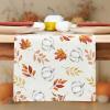 PurpleEssences Pumpkin Table Runner, Cotton 13×72 Inch Autumn Table Runner for Fall Outdoor & Indoor Party, Thanksgiving Table Runners for Kitchen Dining Table – Pumpkin Stack Plaid Blue(Pumpkin and Autumn)