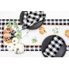 PurpleEssences Pumpkin Table Runner, Cotton 13×72 Inch Autumn Table Runner for Fall Outdoor & Indoor Party, Thanksgiving Table Runners for Kitchen Dining Table – Pumpkin Stack Plaid Blue(Pumpkin Bow)