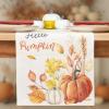PurpleEssences Pumpkin Table Runner, Cotton 13×72 Inch Autumn Table Runner for Fall Outdoor & Indoor Party, Thanksgiving Table Runners for Kitchen Dining Table – Pumpkin Stack Plaid Blue(Hello Pumpkin Orange)