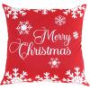 PurpleEssences Red Throw Pillow Covers, 18 x 18 Inch Christmas Winter Holiday Cushion Case Decoration for Sofa Couch Set of 4 – Red – Deer/Snowman/Merry Christmas/Bright(Red – Merry Christmas/Snow/Santa/Checks)