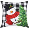 PurpleEssences Red Throw Pillow Covers, 18 x 18 Inch Christmas Winter Holiday Cushion Case Decoration for Sofa Couch Set of 4 – Red – Deer/Snowman/Merry Christmas/Bright(Red – Deer/Snowman/Merry Christmas/Bright)